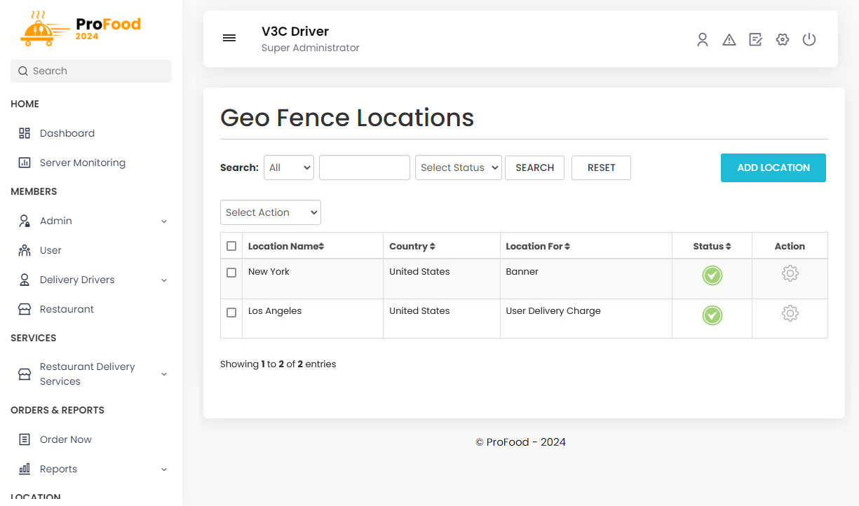 Geo Fence Locations