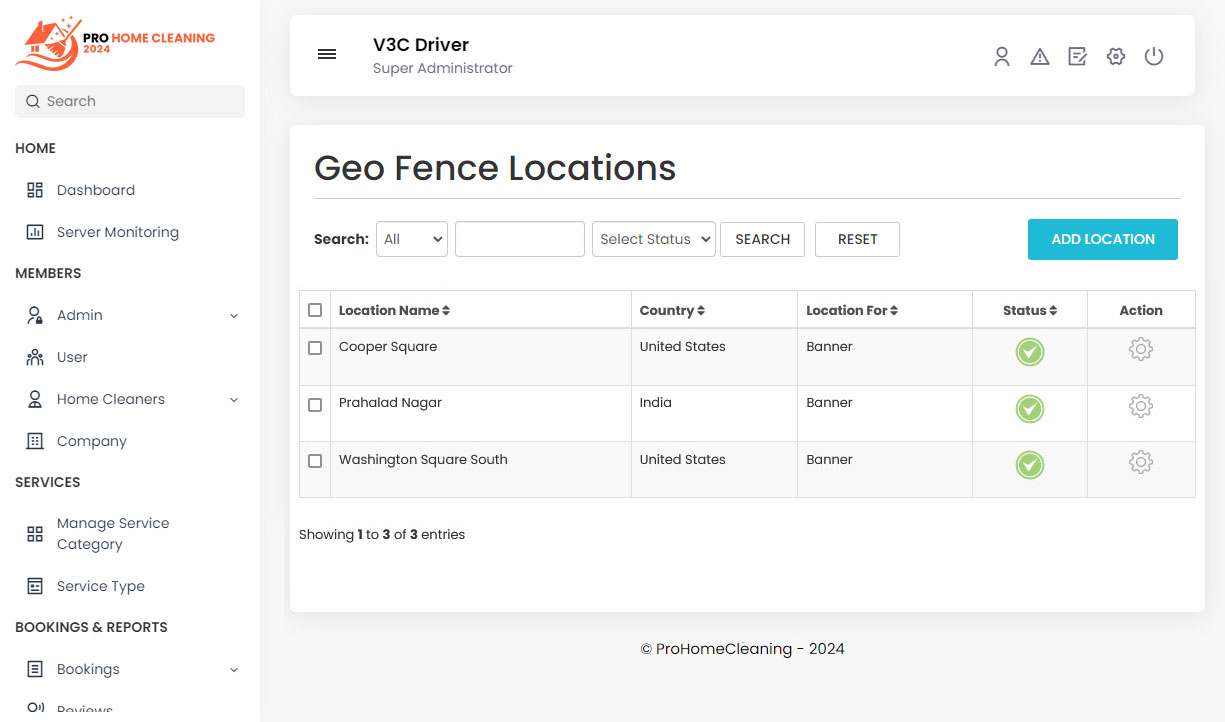 Geo Fence Locations