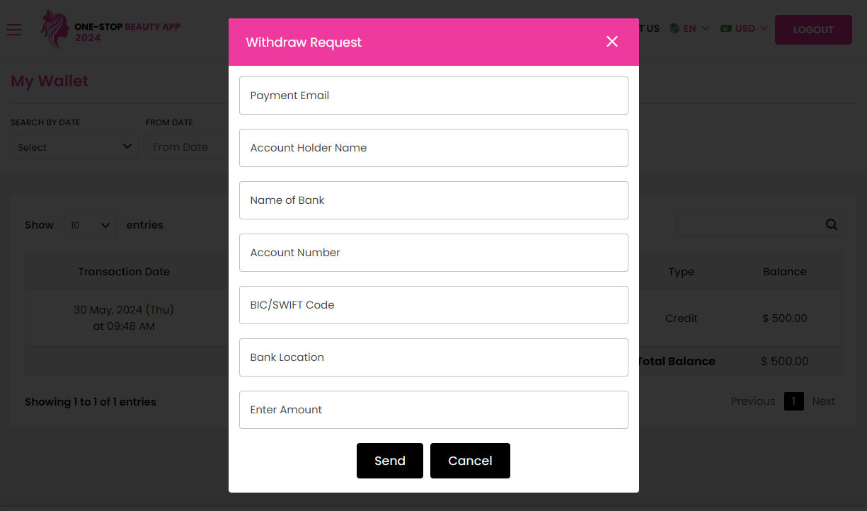 Payment Withdraw Request