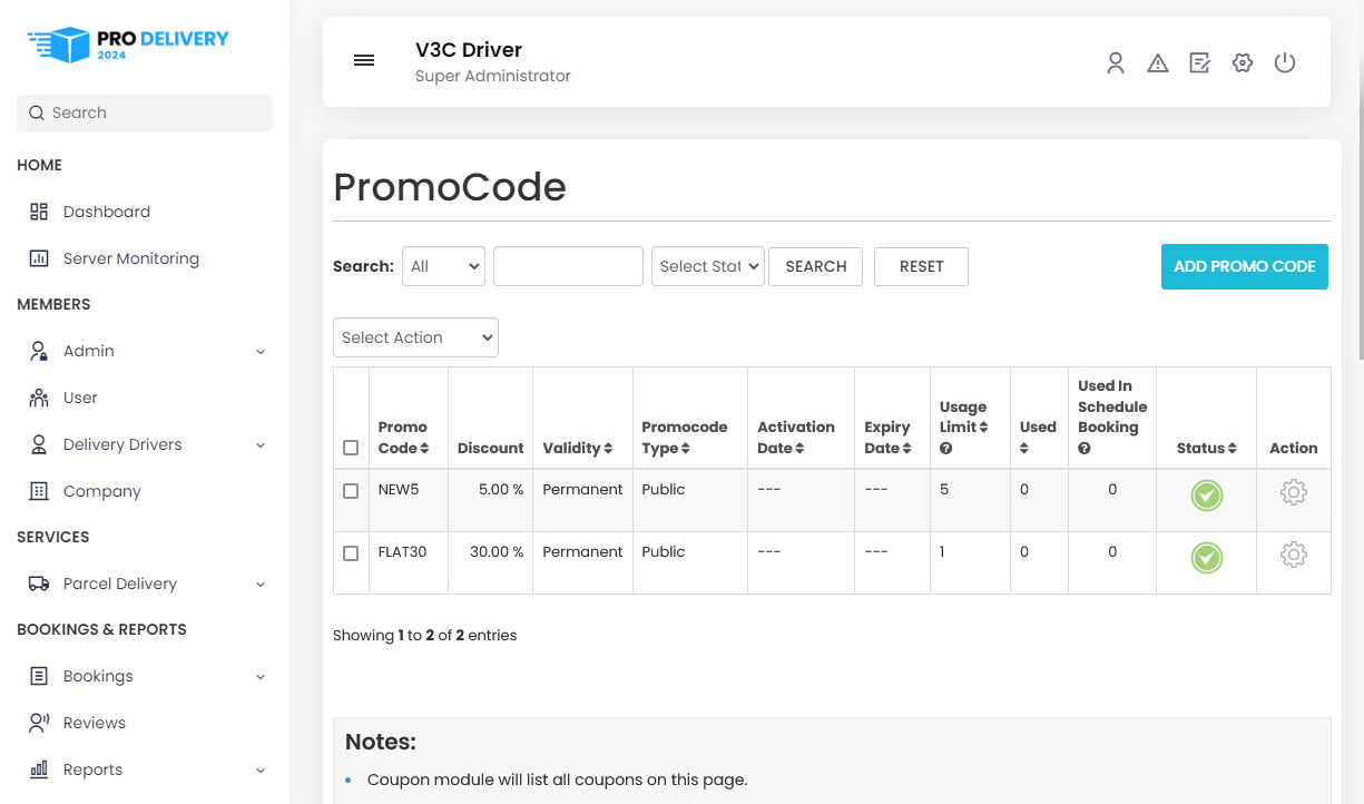 Manage PromoCode