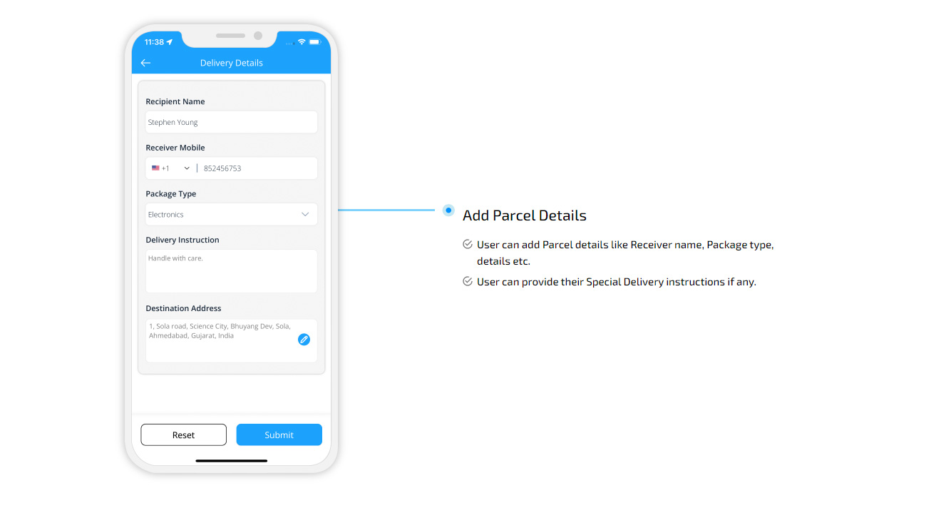 add parcel details