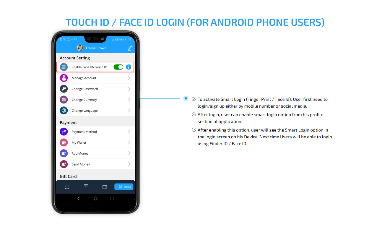 touch id / face id login