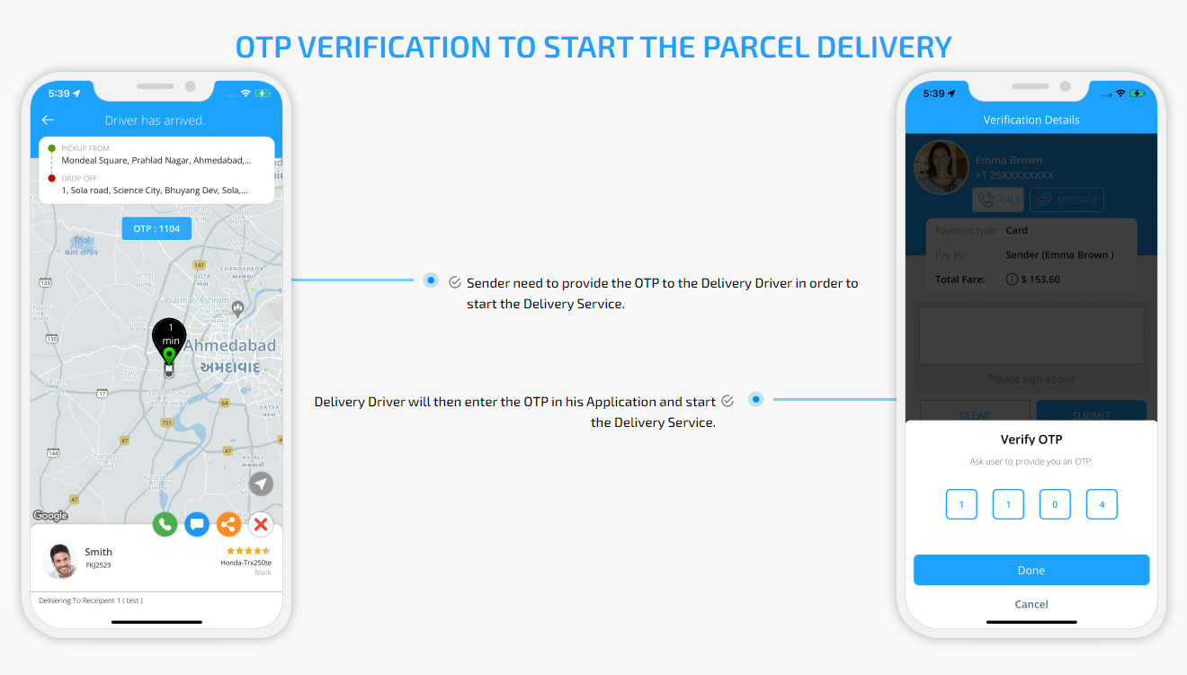 Otp Verification to Start the Parcel Delivery