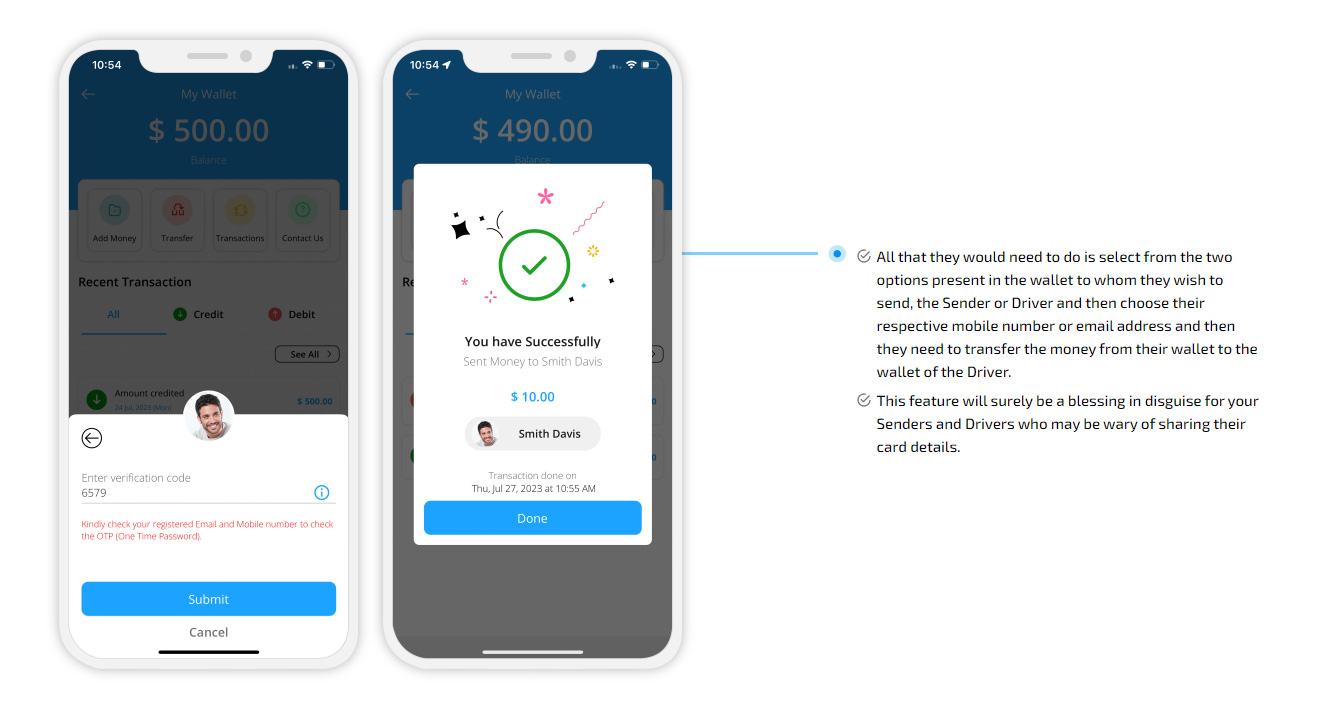 transfer money from wallet