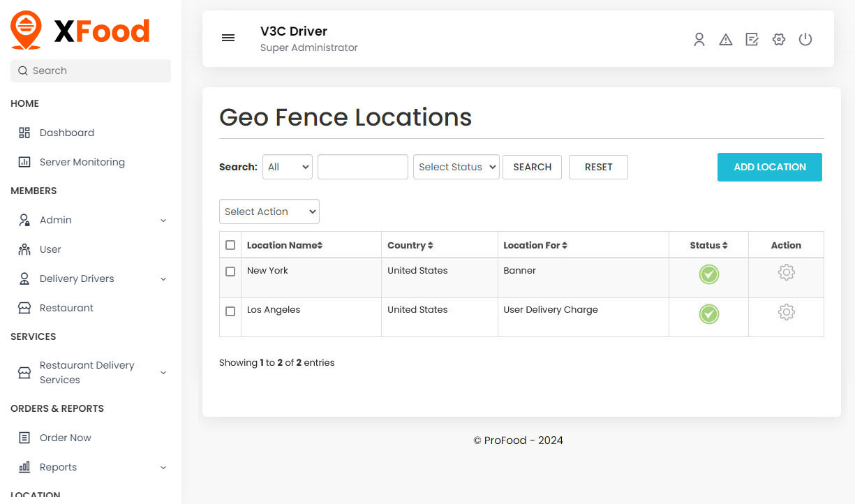 Geo Fence Locations